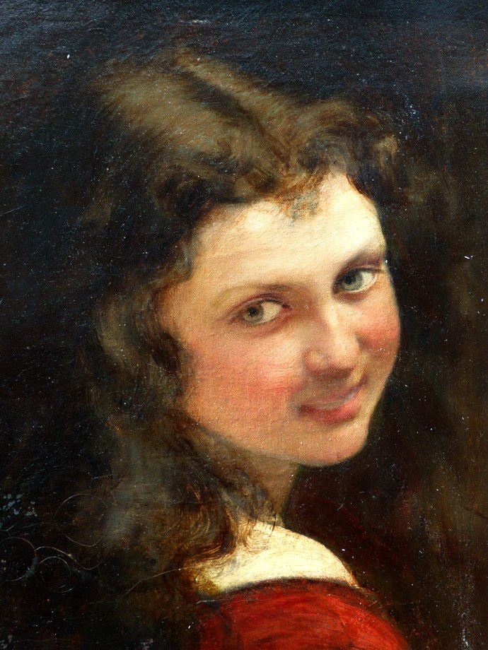François-alfred Delobbe, Portrait Of A Young Girl-photo-2