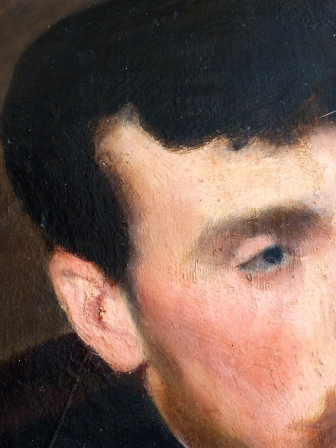 Ecole impressionniste, portrait d'homme sur un fauteuil-photo-2