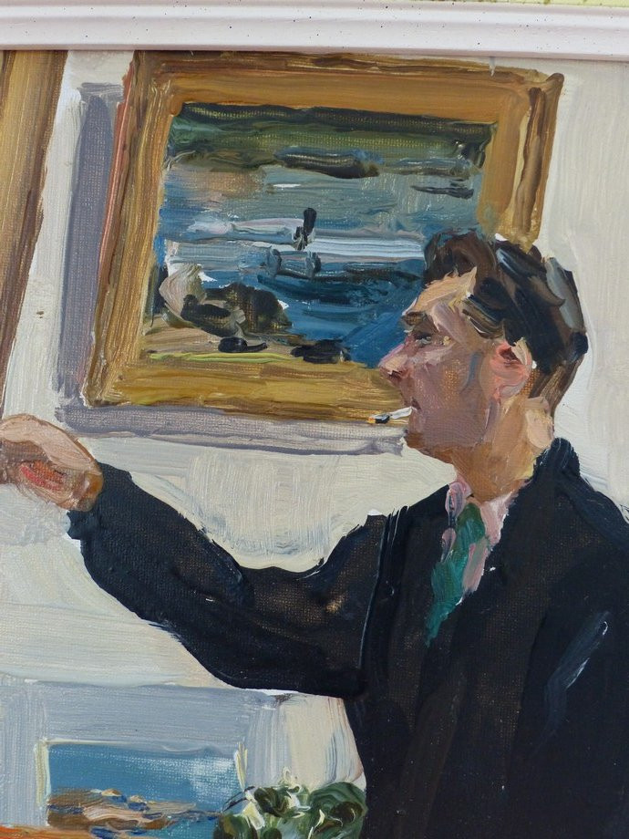Painter At His Easel By Alex Petrovich Soulimenko-photo-2