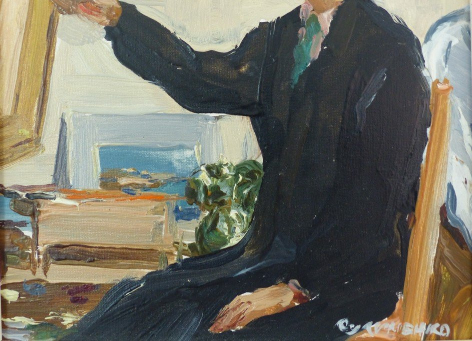 Painter At His Easel By Alex Petrovich Soulimenko-photo-3