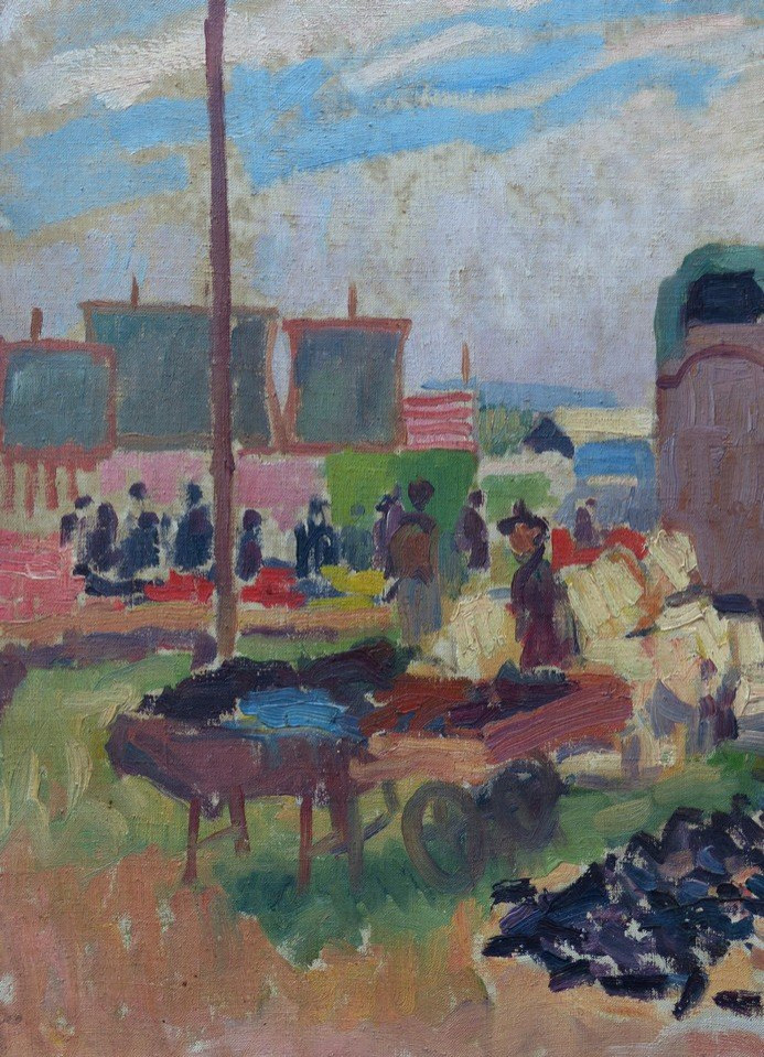 Ecole Fauve, les roulottes, attribué à Ludovic-Rodo Pissaro-photo-2