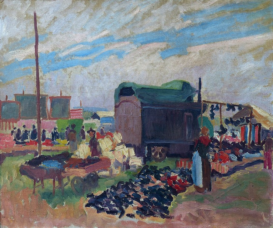Ecole Fauve, les roulottes, attribué à Ludovic-Rodo Pissaro