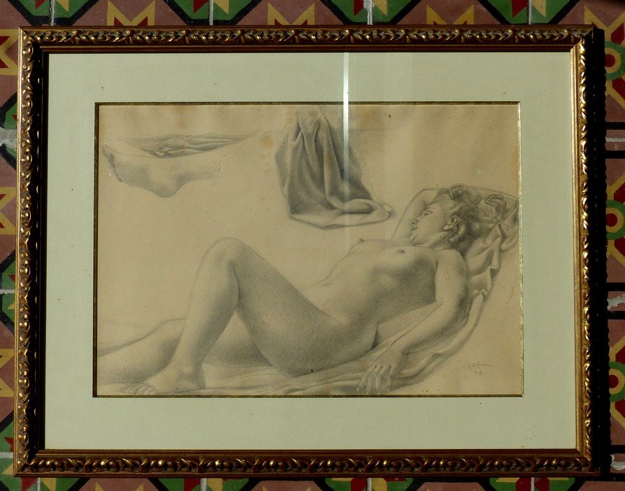 Femme nue allongée par georges Rohner-photo-3