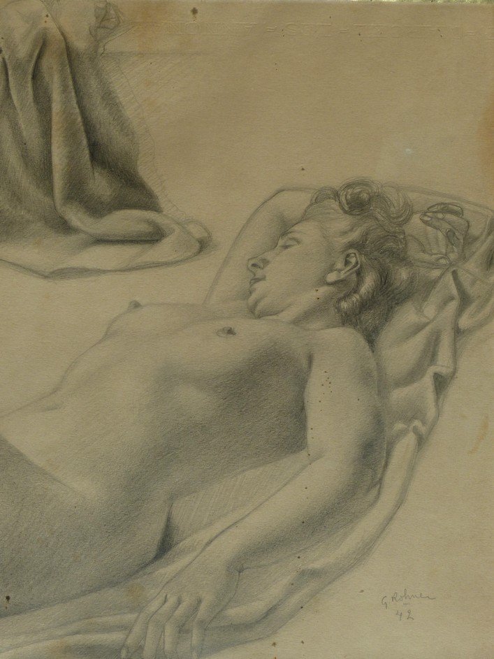 Femme nue allongée par georges Rohner-photo-4