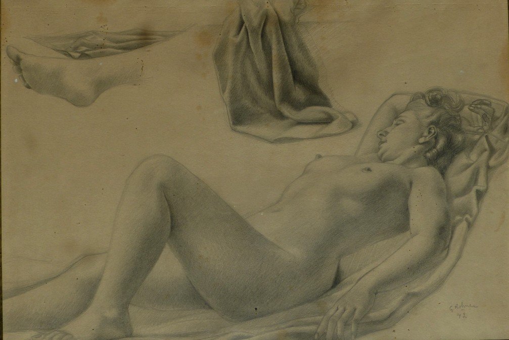 Femme nue allongée par georges Rohner