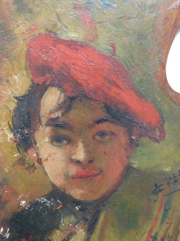 Adolphe Crespin, Self-portrait On Palette-photo-1