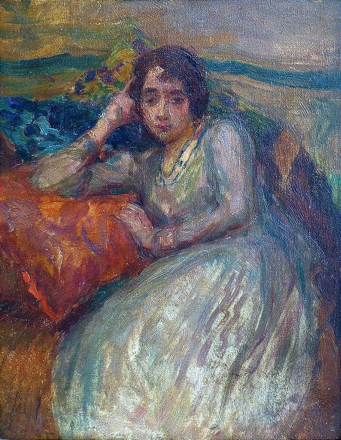 Jeune femme sur un coussin,  entourage de Charles Manguin-photo-2