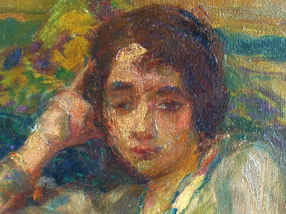 Jeune femme sur un coussin,  entourage de Charles Manguin-photo-2