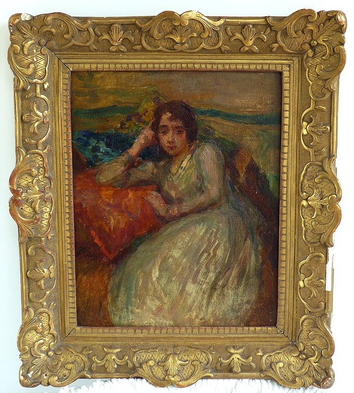 Jeune femme sur un coussin,  entourage de Charles Manguin