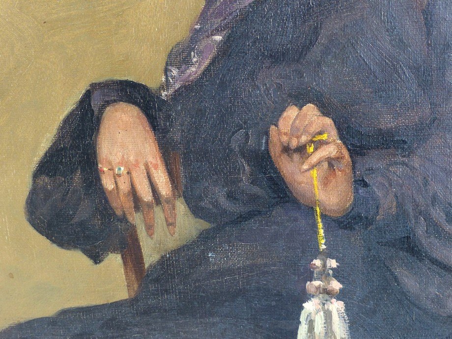 Elegant Woman With Umbrella, François Steyaert (1863-1948)-photo-2