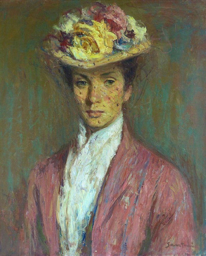 La femme au chapeau de fleurs par Pio Santini