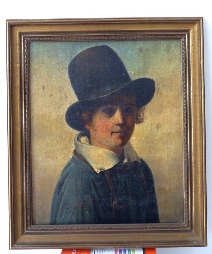 Ecole Française XIXème, jeune homme au chapeau-photo-2