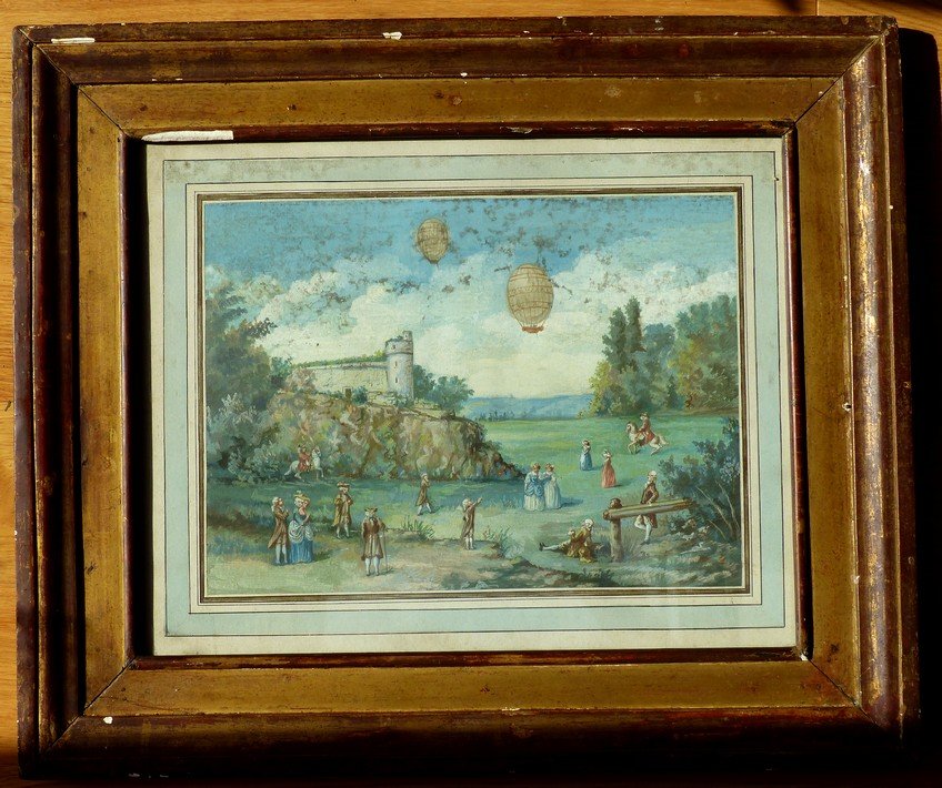 Ecole fin XVIIIème, début XIXème, l'envol des Montgolfière-photo-1