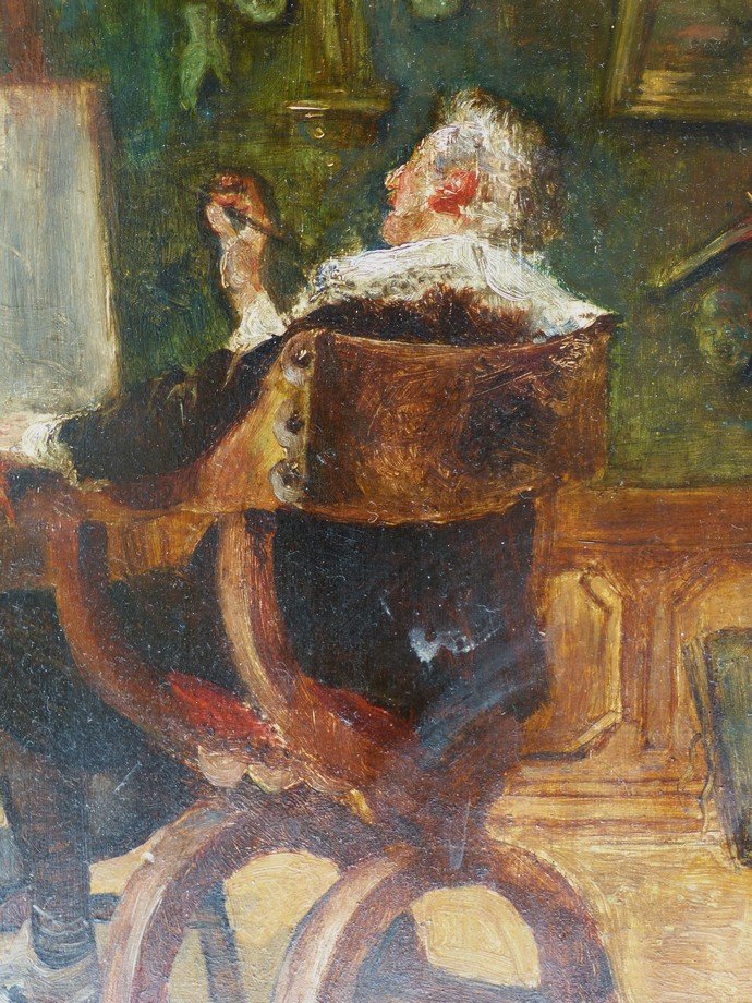 Autoportrait de peintre à son chevalet-photo-2