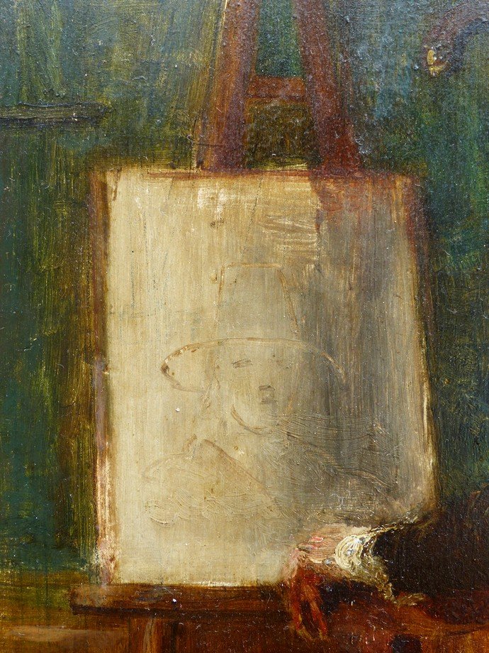Autoportrait de peintre à son chevalet-photo-3