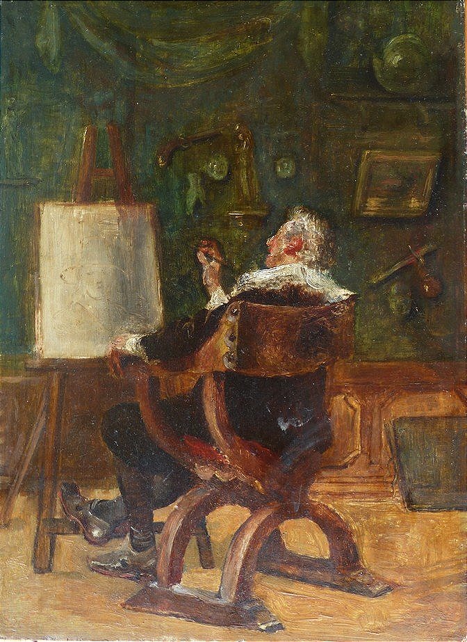 Autoportrait de peintre à son chevalet