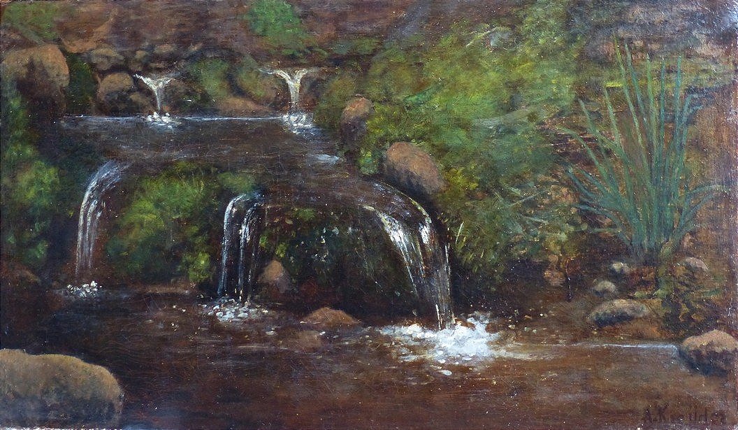 Paysage de cascades par Alexis Kreyder (1839-1912)