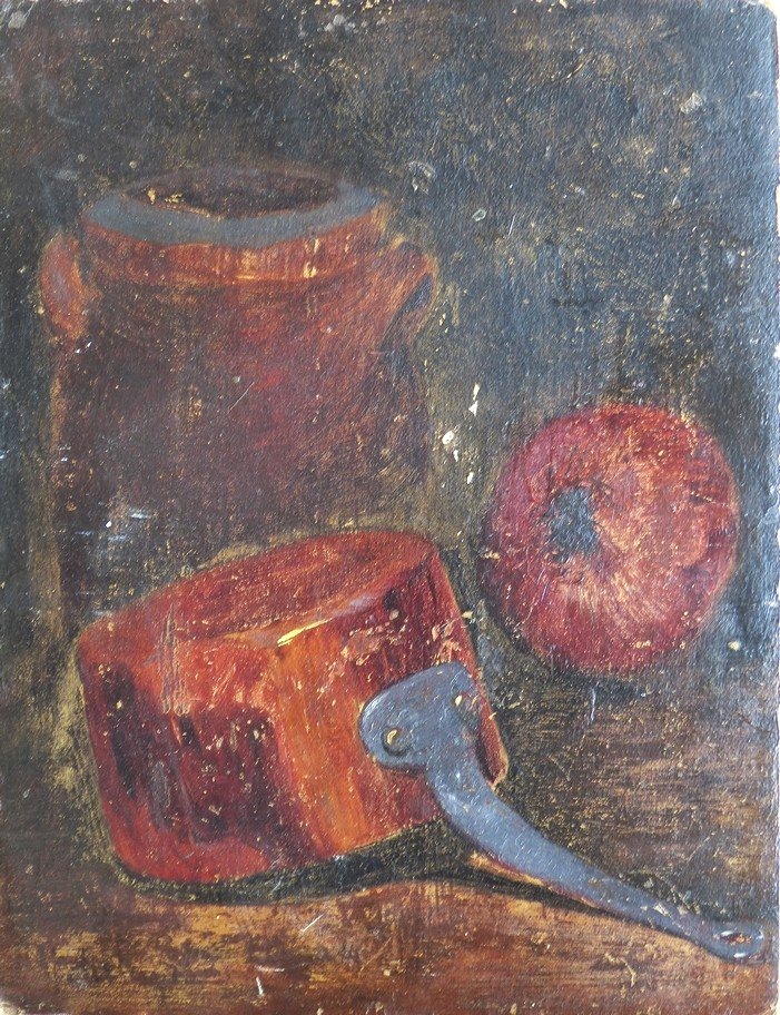 Still Life With An Onion And A Copper Pot