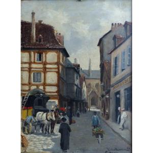 19th Century School, The Streets Of Saint-brieuc By Victor Mouton