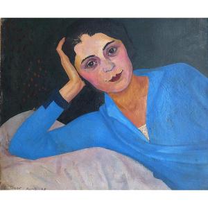 Ecole Hongroise, la femme en bleu par Emeric Timar