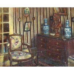 Interior Scene With Blue Vases