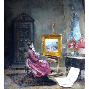 Femme à son chevalet, entourage de Maria Bashkirtseff circa 1870