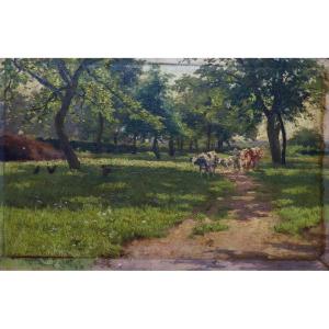 Ecole Belge, paysage champêtre