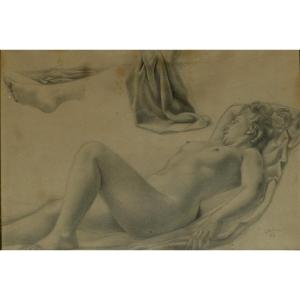 Reclining Nude Woman By Georges Rohner