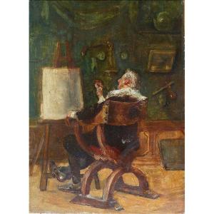 Autoportrait de peintre à son chevalet