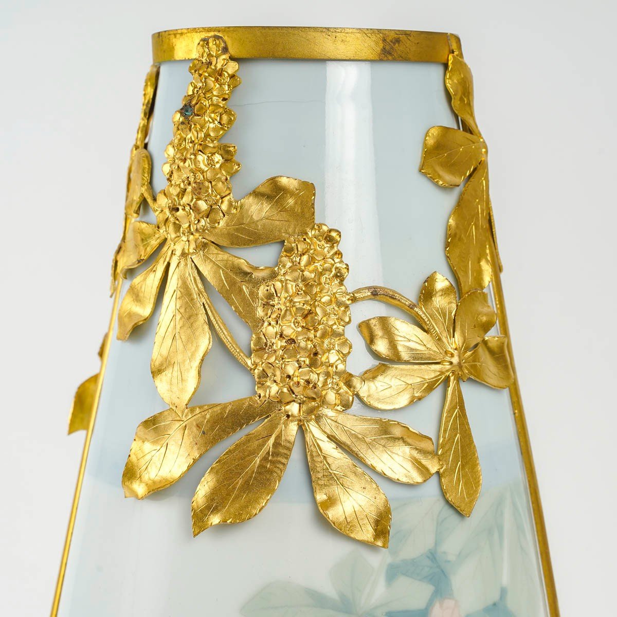 Karl Ens Volkstedt. Porcelain Vase Dressed In Gilded Bronze, 1900-photo-3
