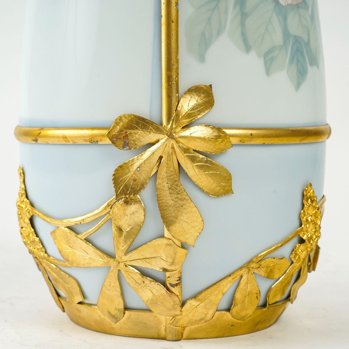 Karl Ens Volkstedt. Porcelain Vase Dressed In Gilded Bronze, 1900-photo-4