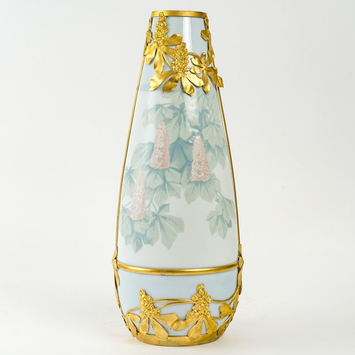 Karl Ens Volkstedt. Porcelain Vase Dressed In Gilded Bronze, 1900