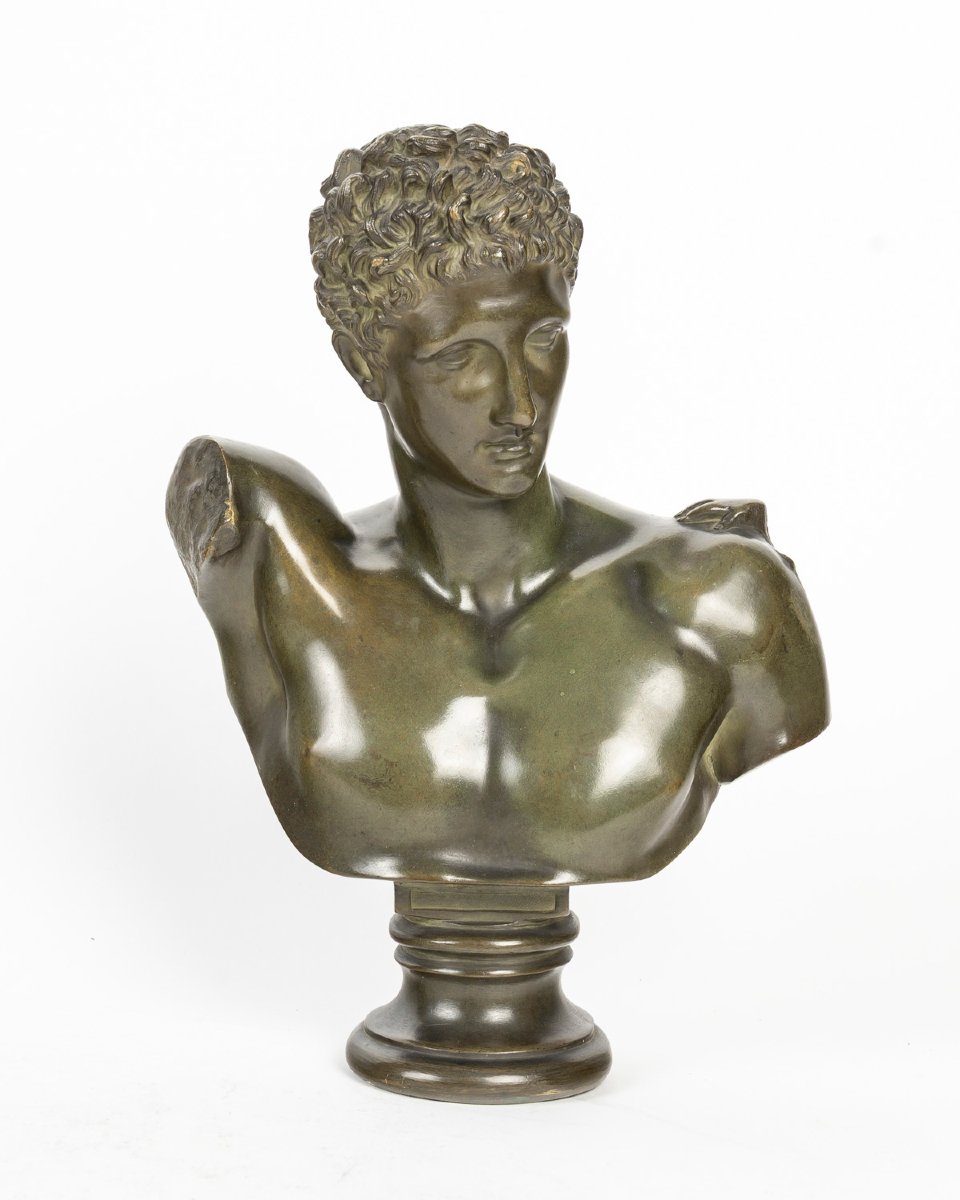 Grand Tour : Buste en bronze d’Hermès, d’après la sculpture en marbre de Praxitèle-photo-2
