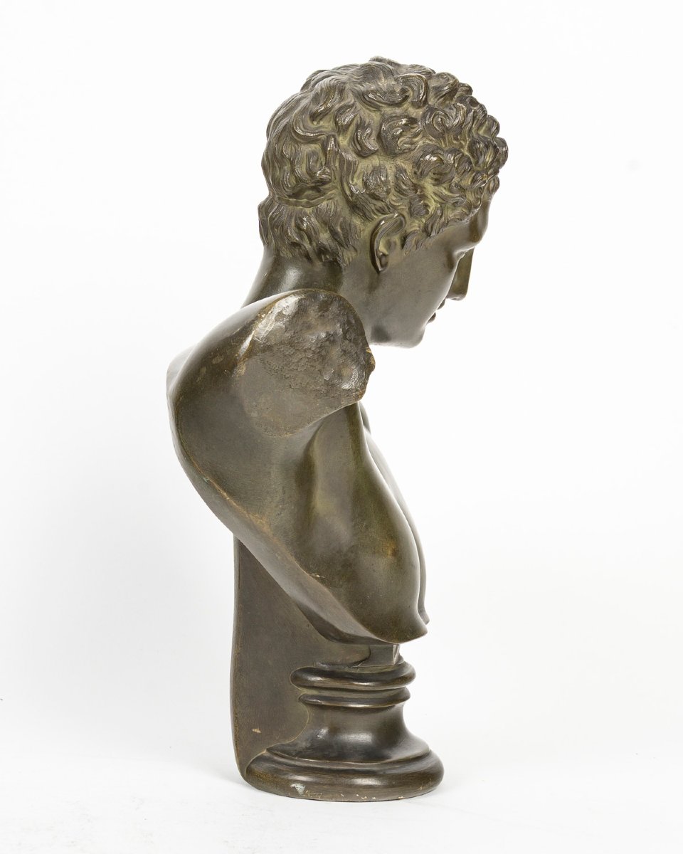Grand Tour : Buste en bronze d’Hermès, d’après la sculpture en marbre de Praxitèle-photo-4