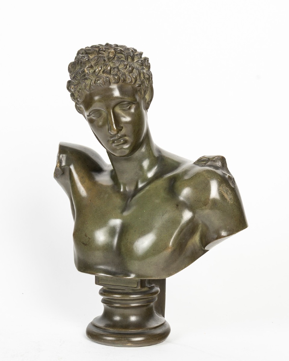 Grand Tour : Buste en bronze d’Hermès, d’après la sculpture en marbre de Praxitèle