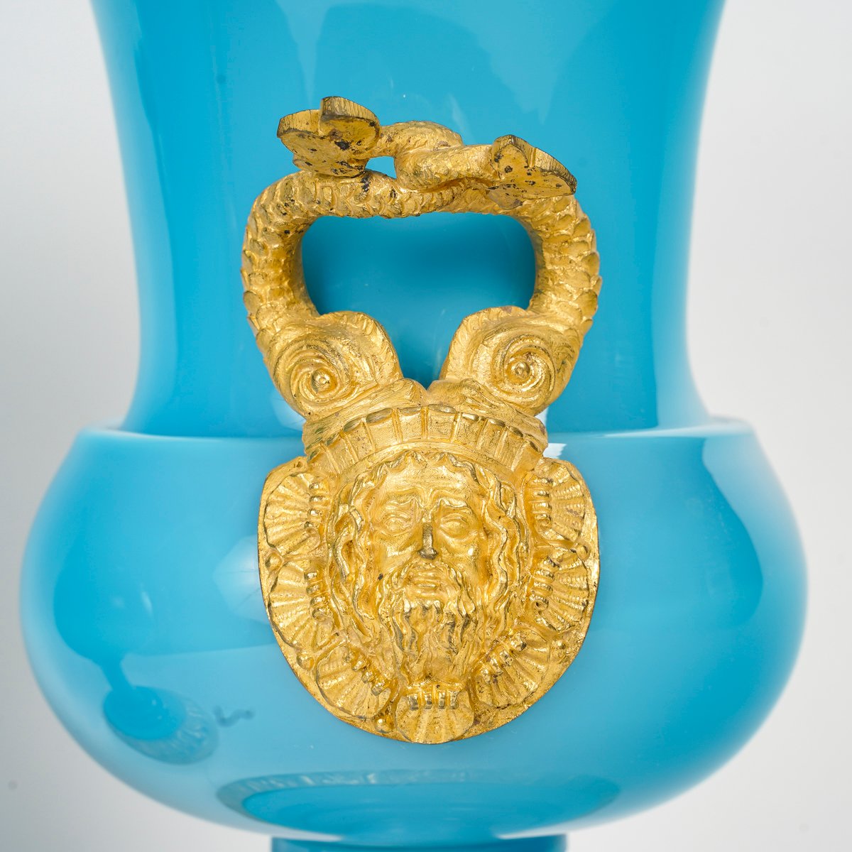 RUSSIE : Paires vases opaline bleue, début 19e siècle.-photo-2