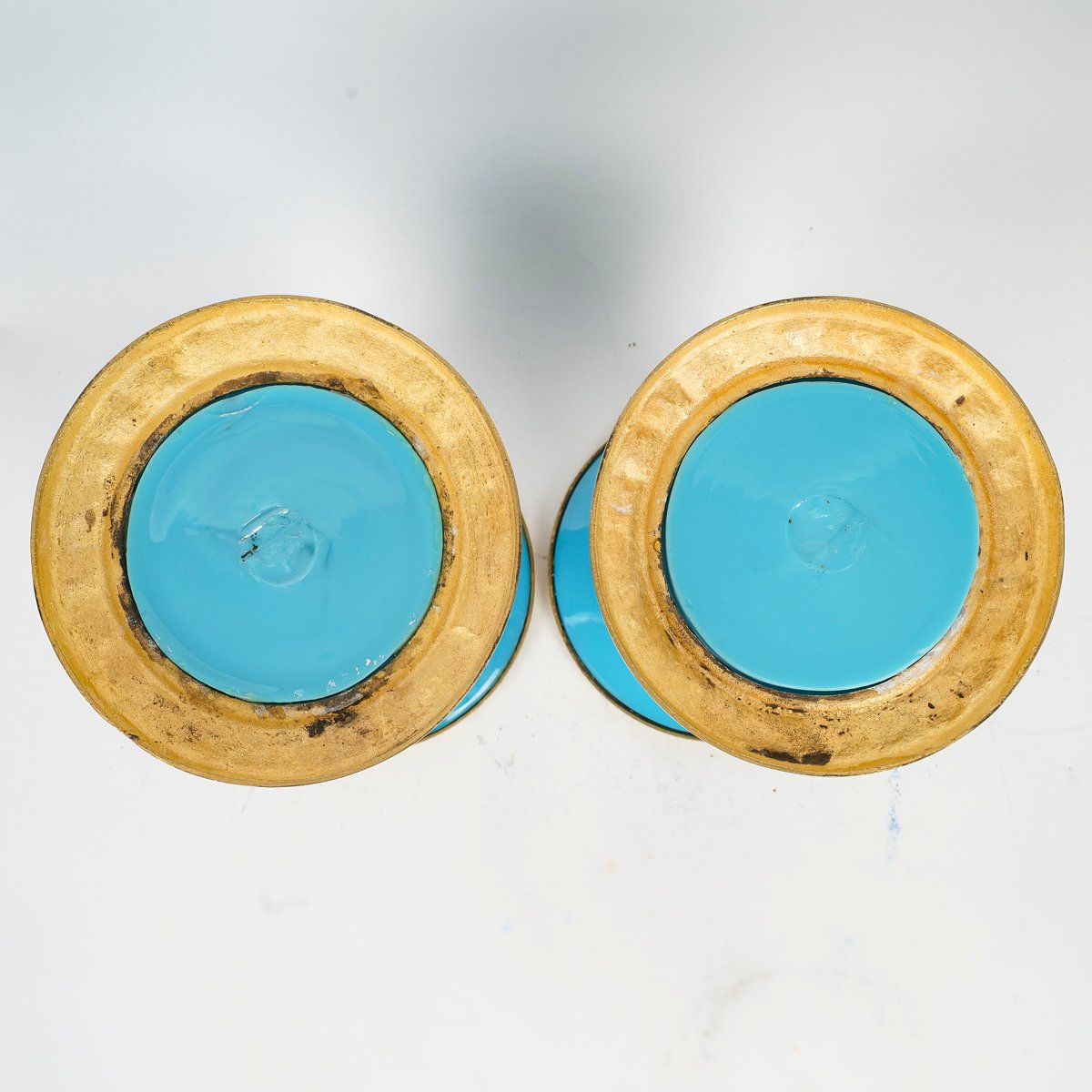 RUSSIE : Paires vases opaline bleue, début 19e siècle.-photo-4
