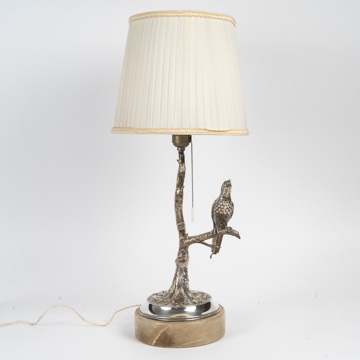 ARGENT MASSIF ESPAGNOL, lampe à l'oiseau XXe-photo-1