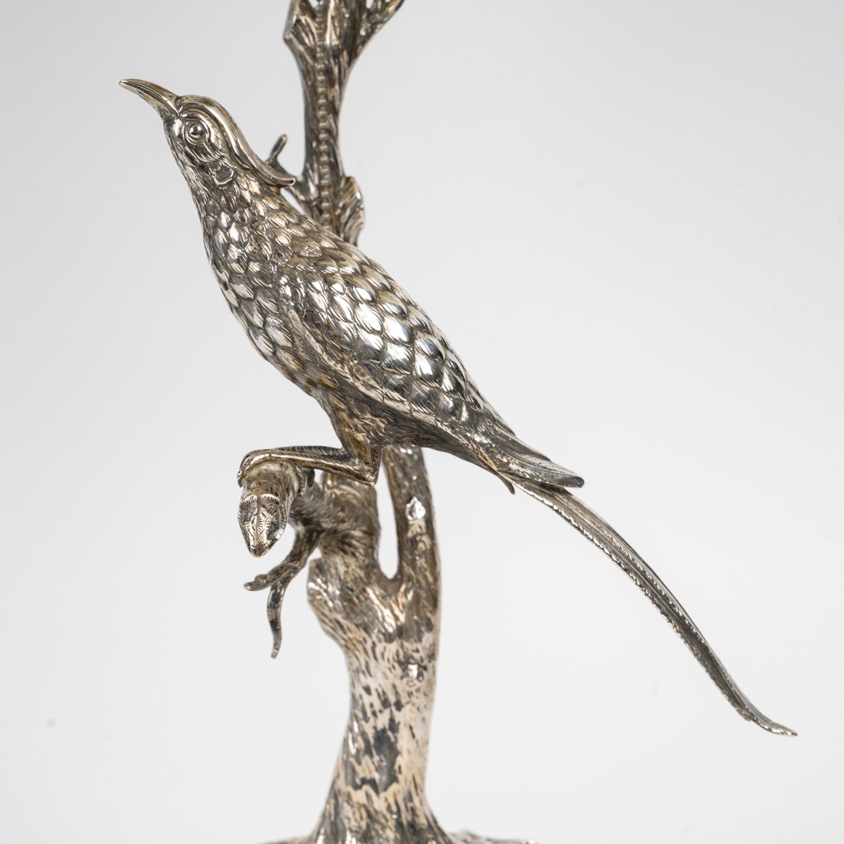 ARGENT MASSIF ESPAGNOL, lampe à l'oiseau XXe-photo-3
