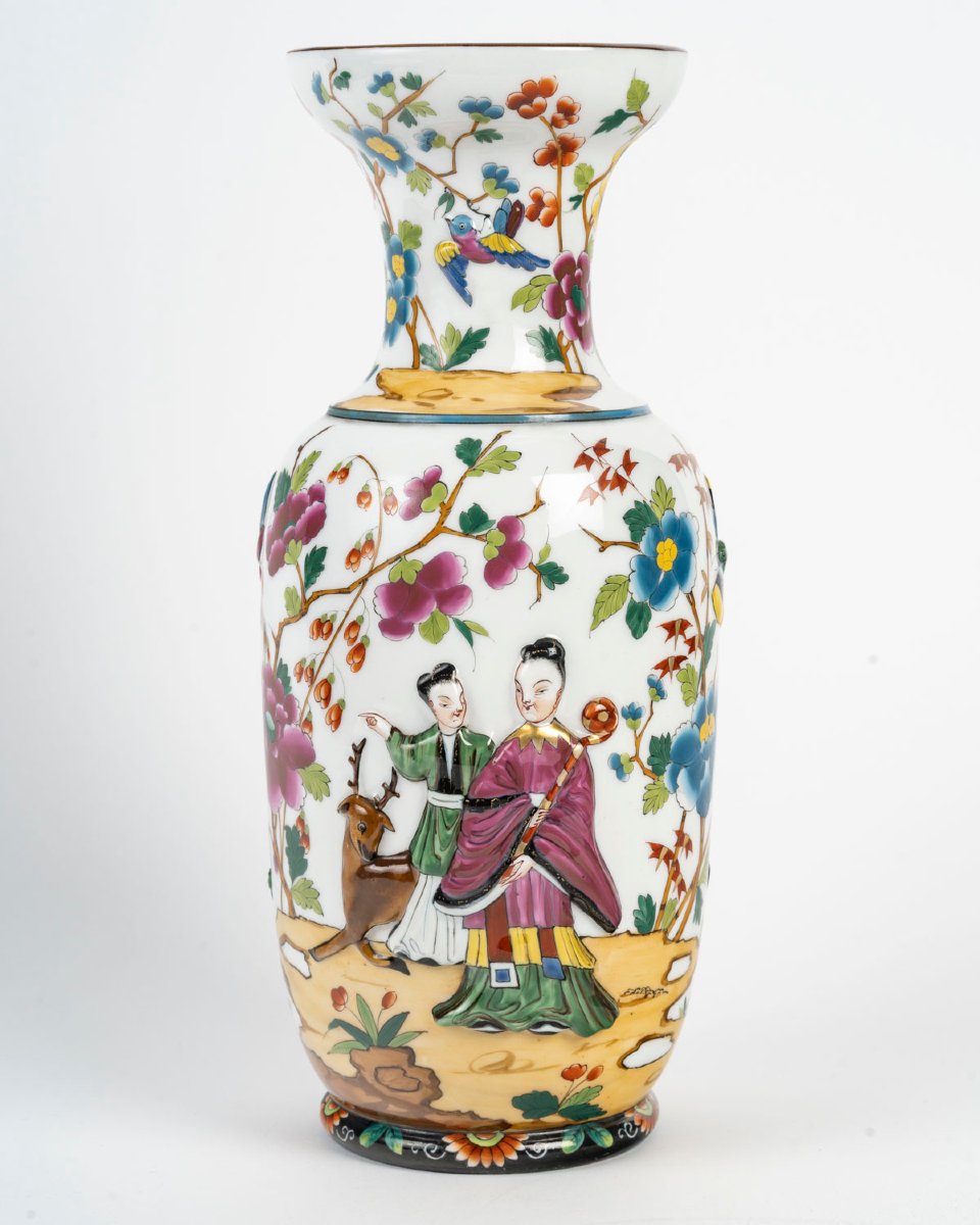 Bayeux: Large Porcelain Vase With Chinese Motifs, 19th Century-photo-2