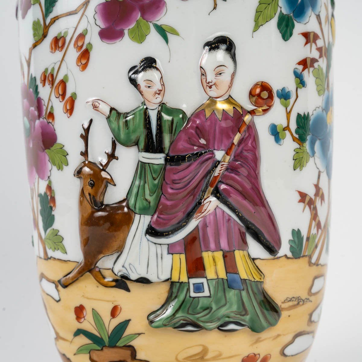 Bayeux: Large Porcelain Vase With Chinese Motifs, 19th Century-photo-4