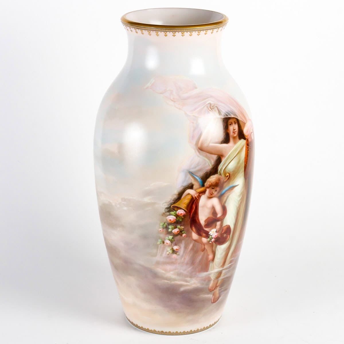 Bohemian: Large Opaline Vase Signed Ahne, Late 19th Century-photo-2