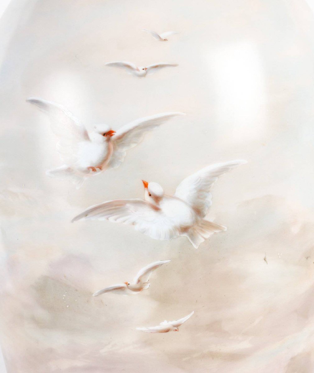 Bohemian: Large Opaline Vase Signed Ahne, Late 19th Century-photo-2