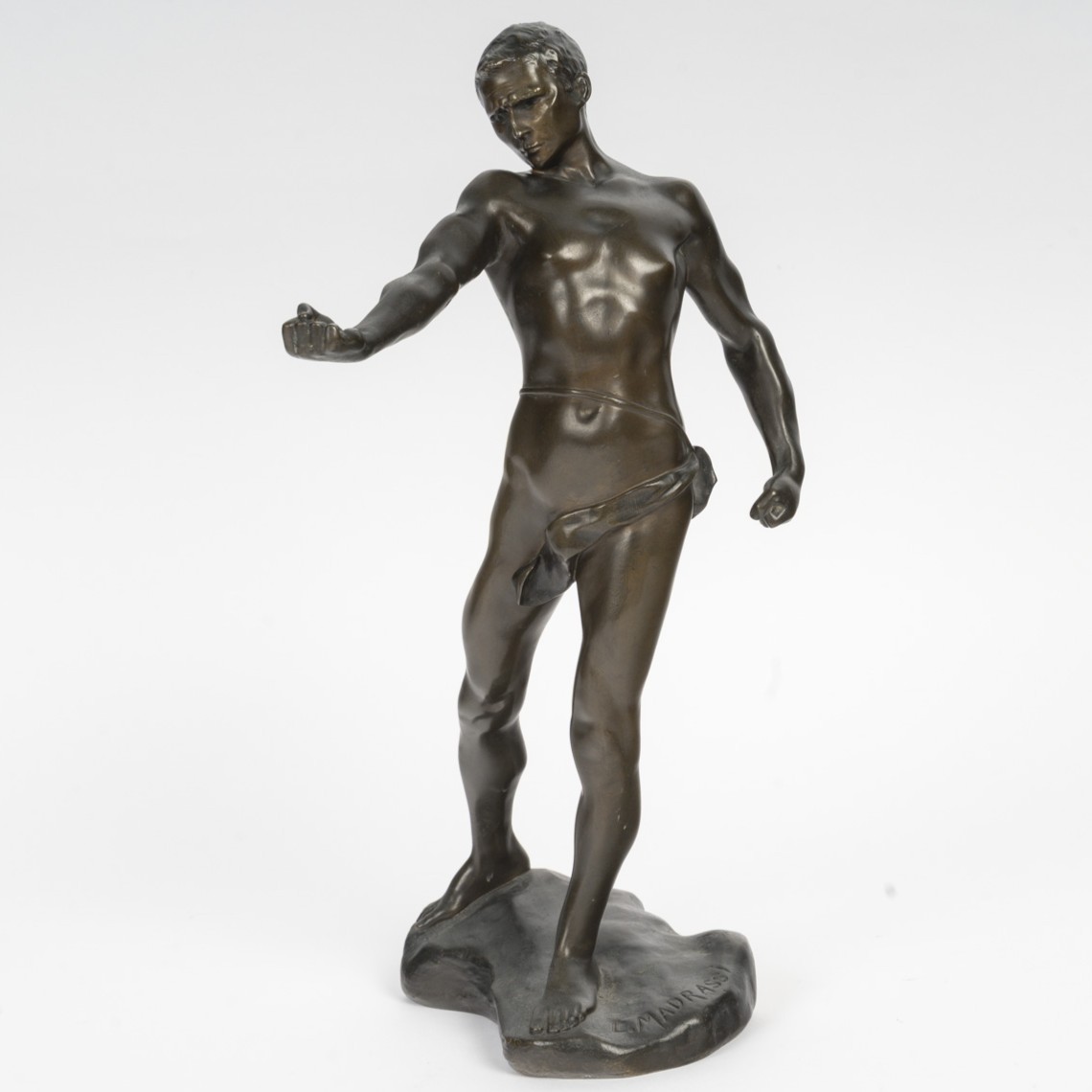 "the Strength": Bronze Sculpture Signed L. Madrassi
