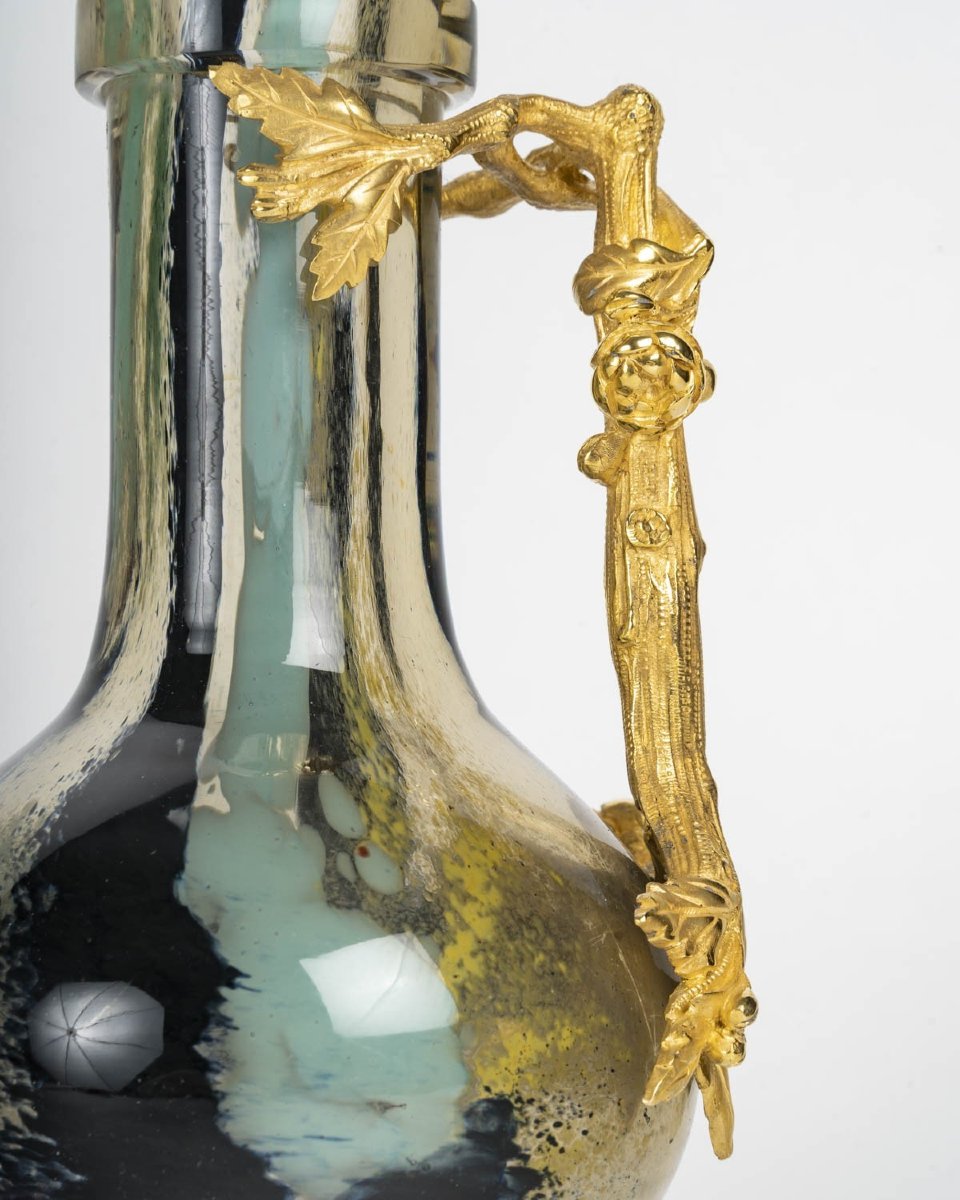 Ernest-Baptiste Leveillé (1841-1913) – Vase en cristal soufflé multicouches, monture en bronze -photo-4
