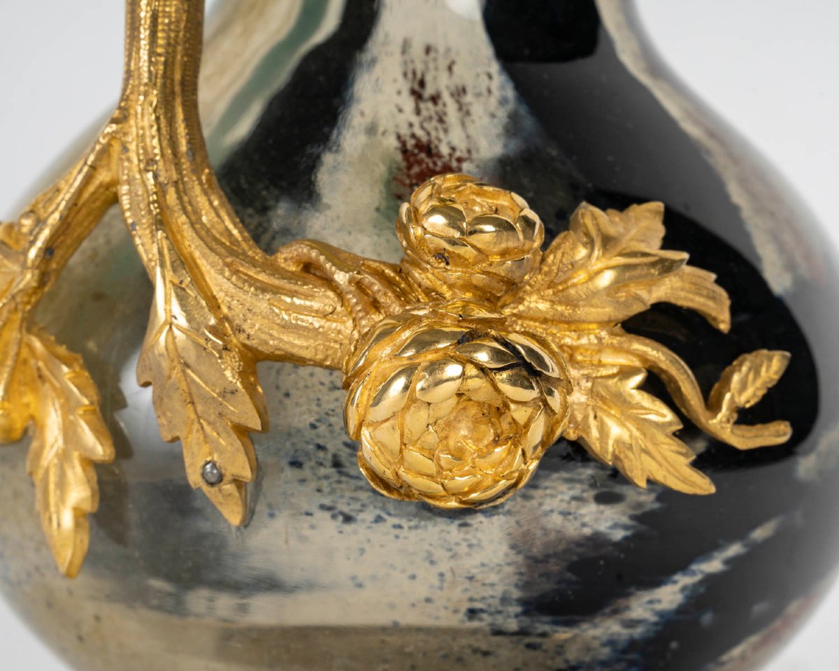 Ernest-Baptiste Leveillé (1841-1913) – Vase en cristal soufflé multicouches, monture en bronze -photo-5