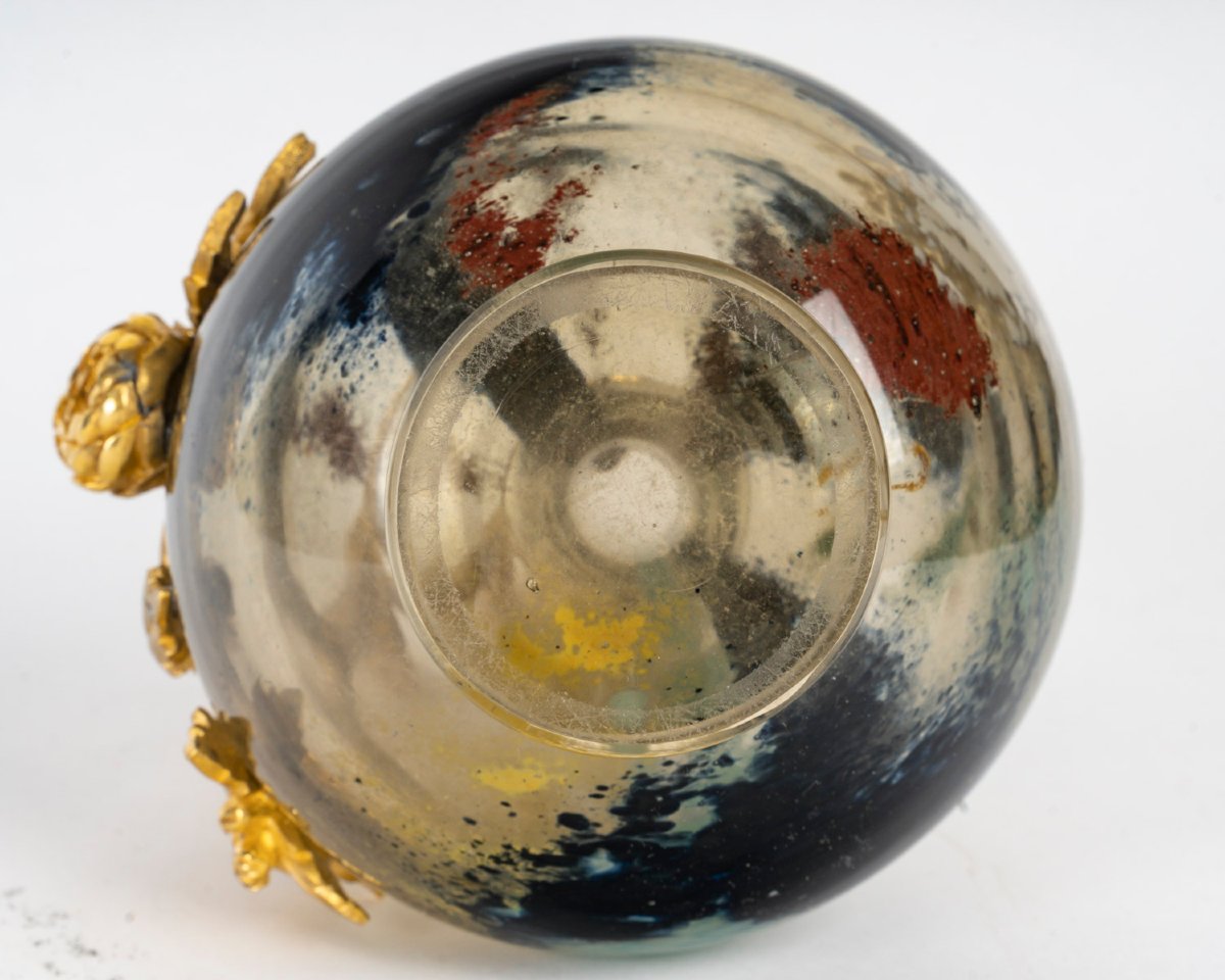 Ernest-Baptiste Leveillé (1841-1913) – Vase en cristal soufflé multicouches, monture en bronze -photo-6