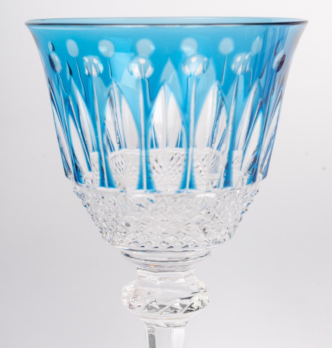 Cristal de Saint-Louis – 6 verres à vin modèle Tommy, cristal doublé multicolore -photo-2