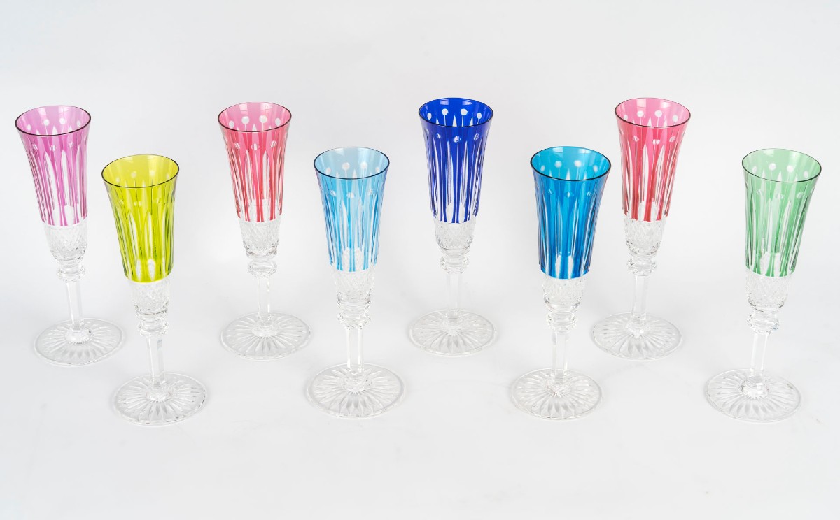 Cristallerie Saint-Louis – Modèle Tommy – Ensemble de 8 flûtes à champagne 