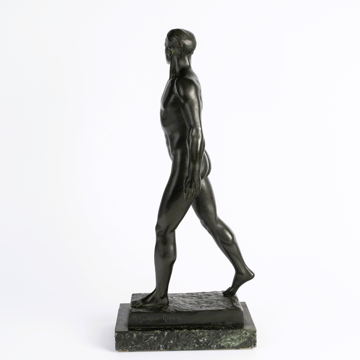 l'Athlète Au Salut Olympique, Bronze Sculpture By Maurice Guiraud-rivière, Presented In 1933-photo-4